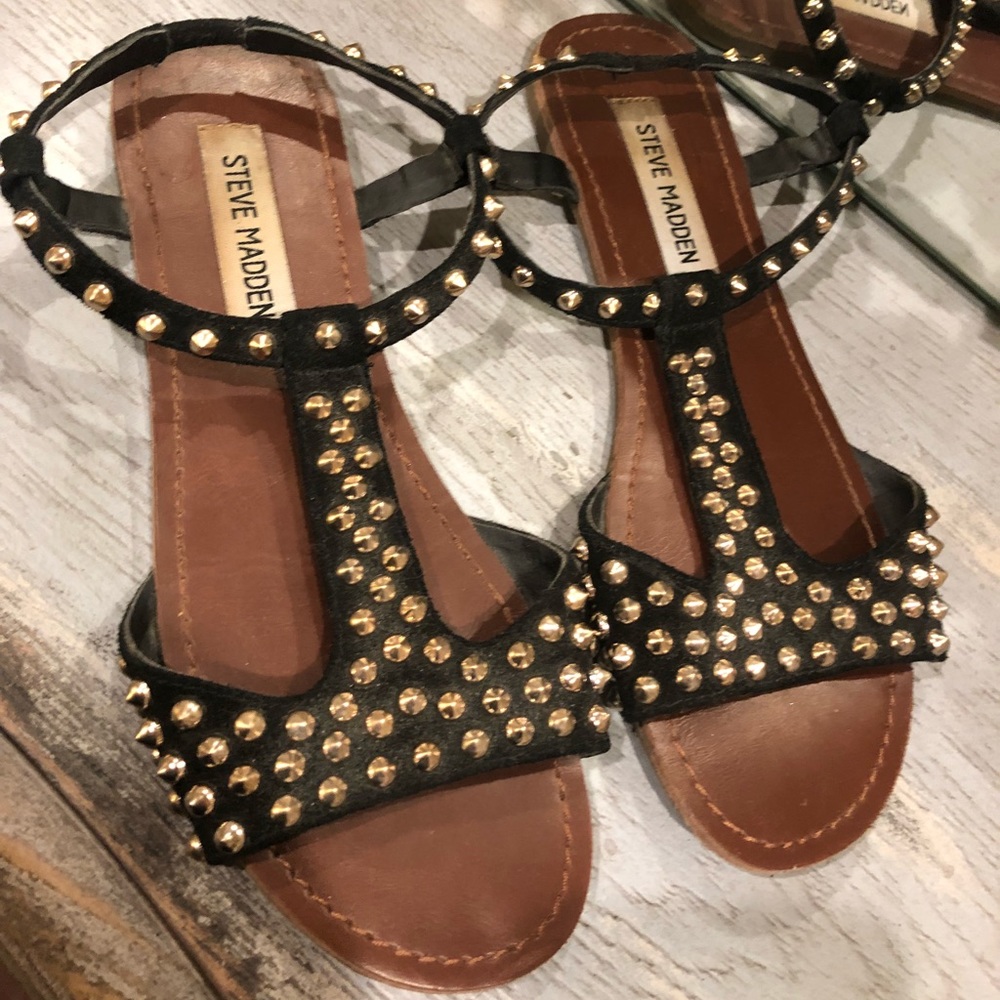Steve Madden Black Studded Sandals